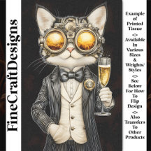 Gato Stylish Steampunk + Champanhe AG9 Decoupage