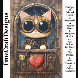 Papel De Seda Gato Tabby Fantasia Steampunk AR2 Decoupage Filhot