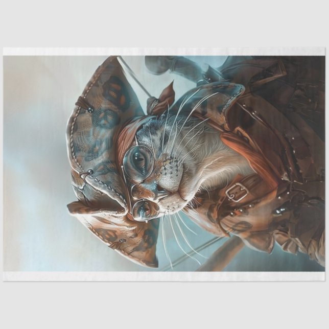 Papel De Seda Gato Vestido como Decoupage Pirata (Frente )