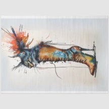 Gato Whimsical em uma dissociação de cores vibrant