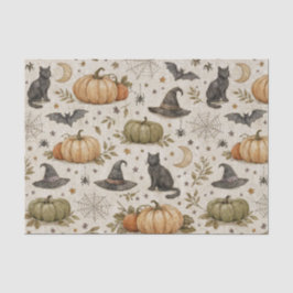 Papel De Seda Gatos Antigos Abóboras Halloween