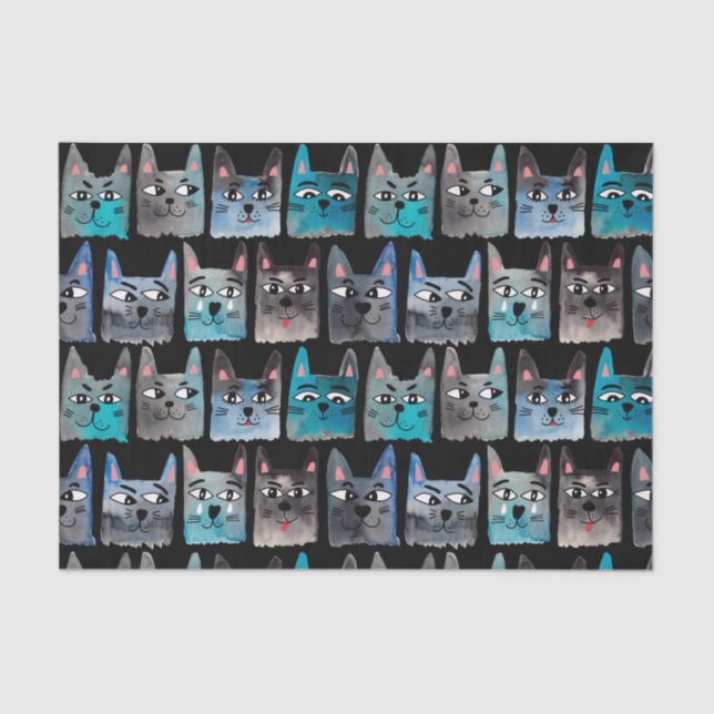 Papel De Seda Gatos azuis (Frente )