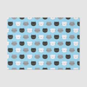 Papel De Seda Gatos bonitos & gatinhos de Kawaii (azuis)