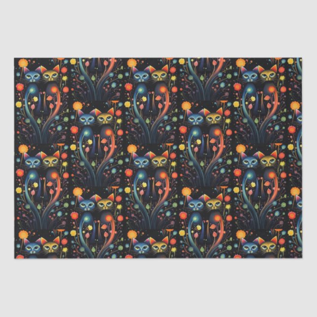 Papel De Seda Gatos De Abstrato De Artsy No Sábado (Frente )