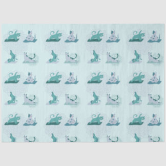 Papel De Seda Gatos de ioga verde