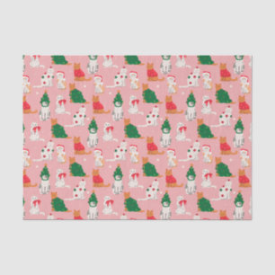 Papel De Seda Gatos de Natal no Padrão Festivo de Aposentado