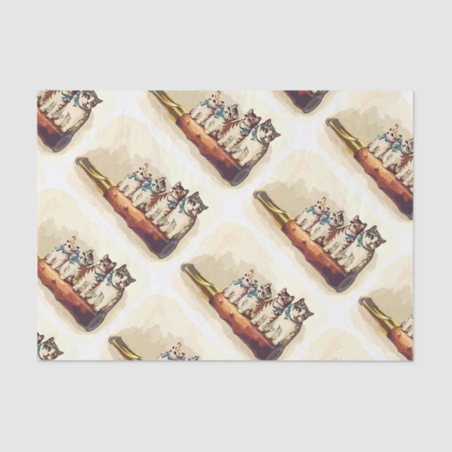 Papel De Seda Gatos do Natal do Victorian (Frente )