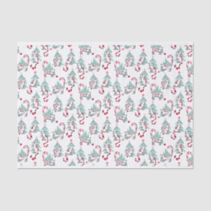 Papel De Seda Gatos Doces Peppermint e Árvores de Natal