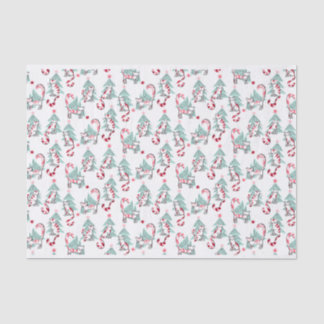 Papel De Seda Gatos Doces Peppermint e Árvores de Natal