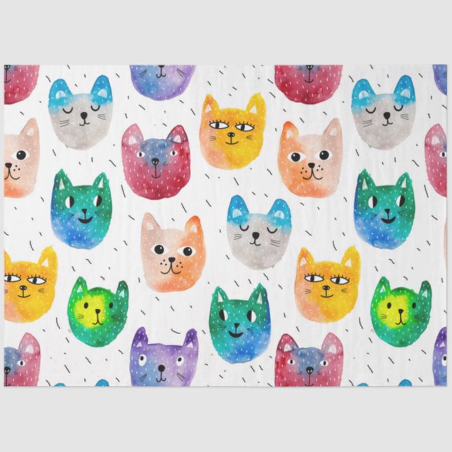 Papel De Seda Gatos e amigos aquosos (Frente )