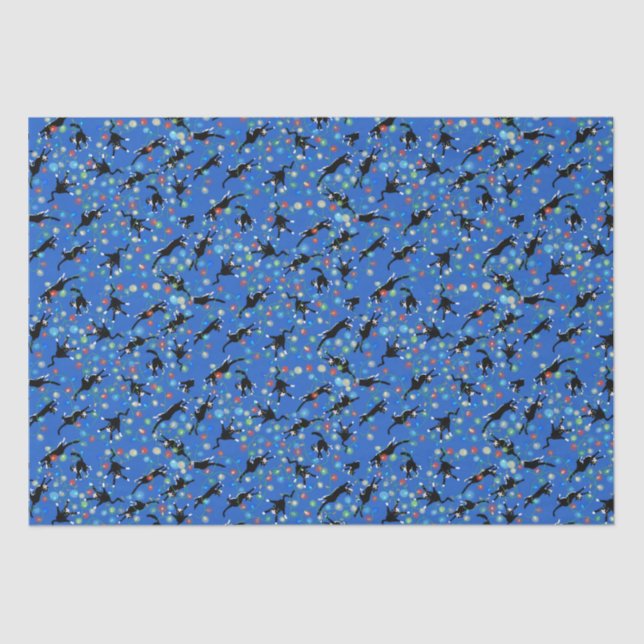 Papel De Seda Gatos Engraçados Brincam às Luzes de Natal (Frente )