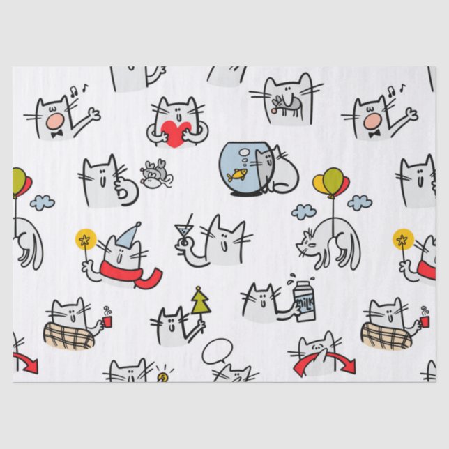 Papel De Seda Gatos engraçados, leite e magia. (Frente )