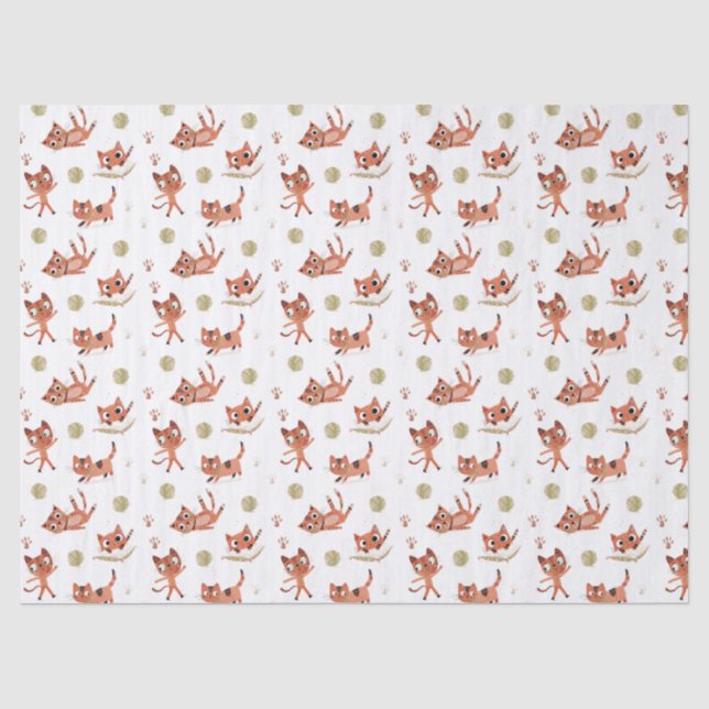 Papel De Seda Gatos Fofos e Bolas de Linha (Frente )