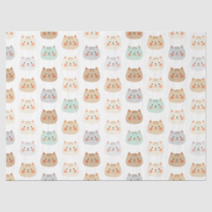 Papel De Seda Gatos Kawaii Fofos Ilustrações Desenhadas à Mão Pa