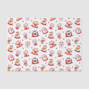 Papel De Seda Gatos Maneki Neko de Boa Sorte