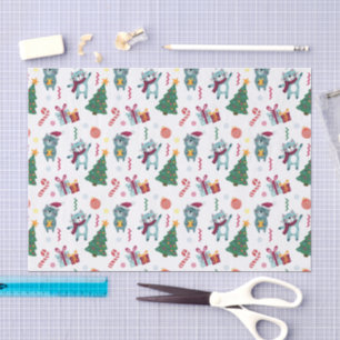 Papel De Seda Gatos no Natal Padrão Caprichoso