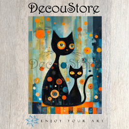 Papel De Seda Gatos Pretos Abstratos Decoupage