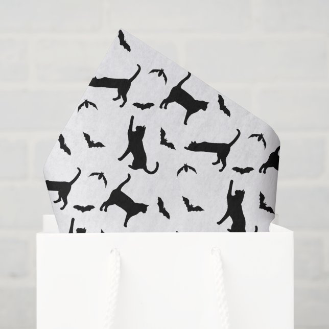 Papel De Seda Gatos Pretos E Morcegos Voadores Padrão De Hallowe (Sacola de presentes)