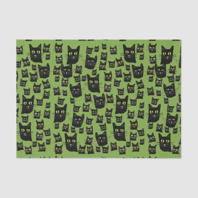 Papel De Seda Gatos Pretos Spooky (Frente )