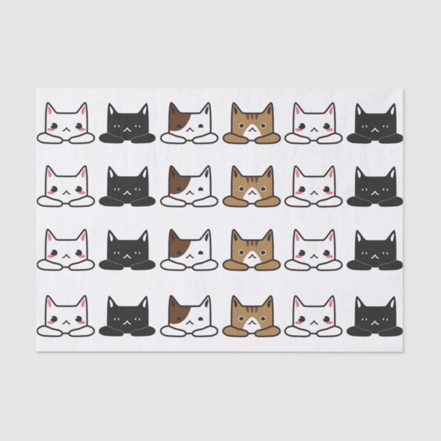 Papel De Seda "Gatos Todos Em Uma Fila" (Frente )