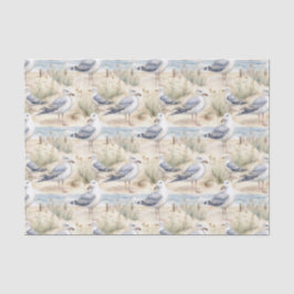 Papel De Seda Gaviotas costeiras em aquarela