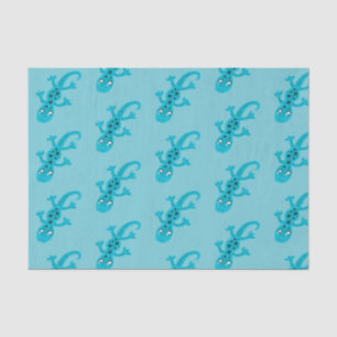 Papel De Seda Geco azul do lagarto nos miúdos azuis bonitos