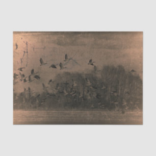 Papel De Seda Geese Vintage Textura Castanho Antiquada Sunset