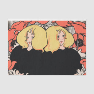Papel De Seda Gemini gêmeos Red e Black Twins Art Deco