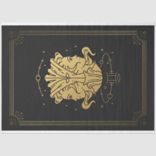 Papel De Seda Gemini Tarot Mystical Black e Dourado Color Trabal