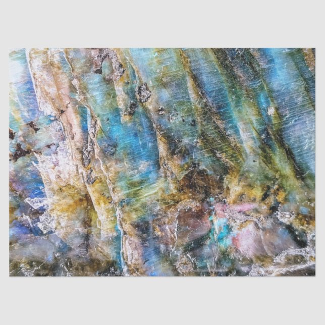 Papel De Seda Gemstone Labradorite Verde Azul (Frente )