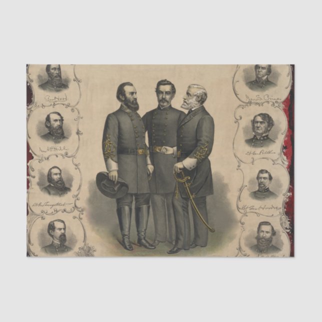 Papel De Seda Generais Confederados 🎖️ Guerra Civil ⚔️ Heróis (Frente )