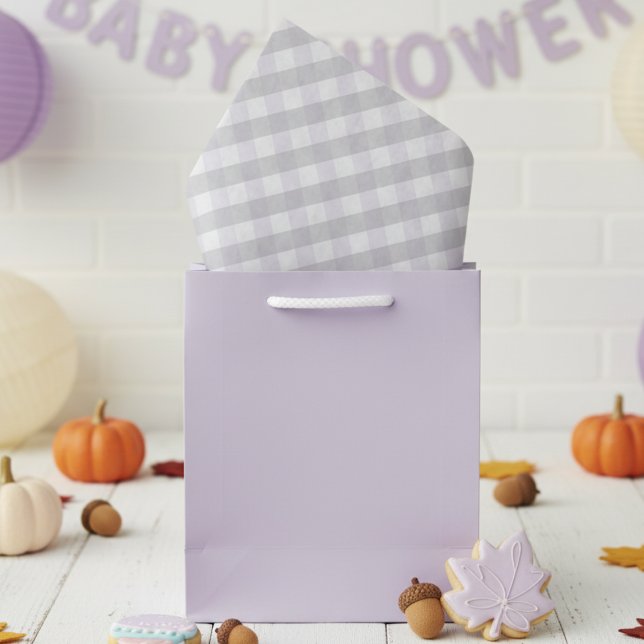Papel De Seda Gênero Pastel Roxo e Cinza Gingham (Pastel Purple & Gray Fall Baby Shower Tissue Paper. Preppy Gingham Baby Girl Pattern 4 Mother to Be)