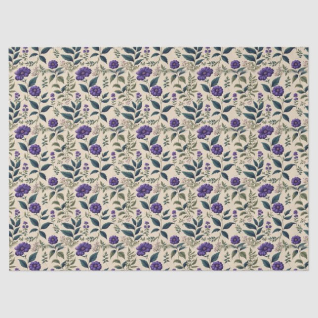 Papel De Seda Gentian Blue Vintage Floral (Frente )