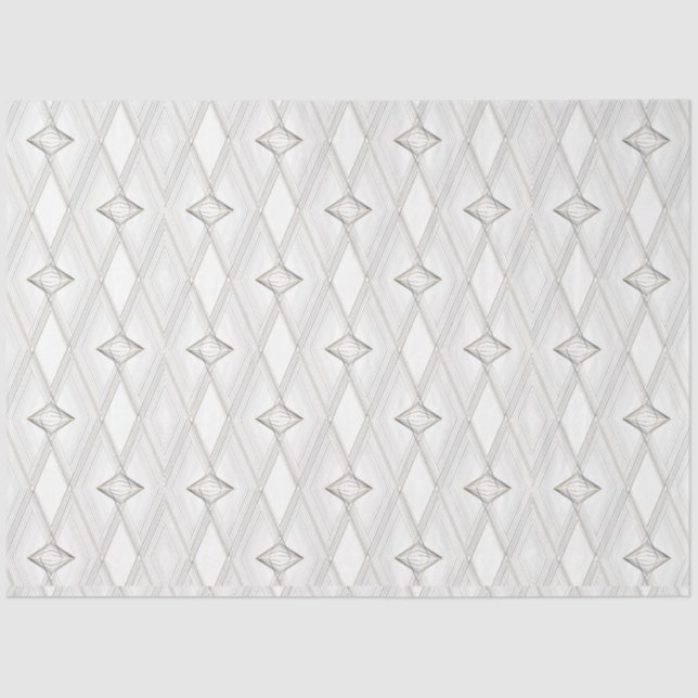 Papel De Seda Geométrico Abstrato de Padrão de Diamante Branco (Frente )
