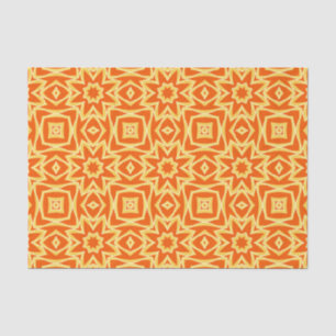 Papel De Seda Geométrico abstrato Star - Laranja e Dourado