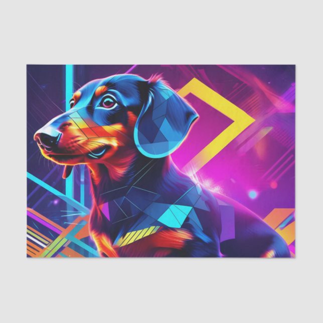 Papel De Seda Geométrico de dachshund (Frente )