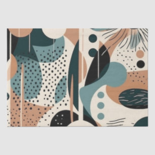 Papel De Seda Geométrico Escandinavo Azul Turquesa Terracota Cre