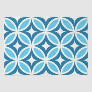 Papel De Seda Geométrico moderno de meados do século Azul Marinh