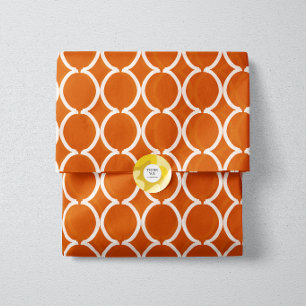 Papel De Seda Geométrico Ogee Treliça Laranja Queimada
