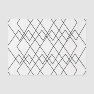 Papel De Seda Geométrico Preto e Branco Diamante Geométrico
