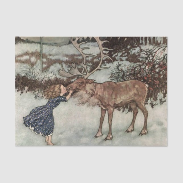 Papel De Seda "Gerda Kisses The Reindeer" por Edmund Dulac (Frente )