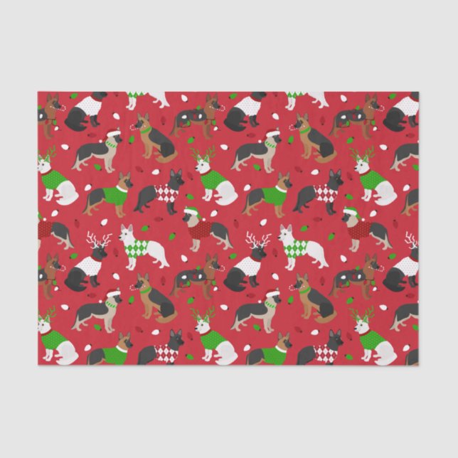 Papel De Seda German shepherd de Natal (Frente )