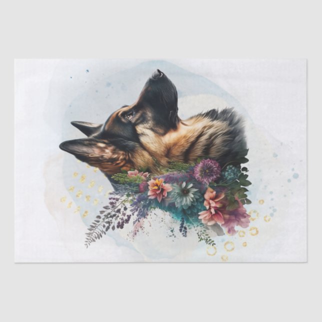 Papel De Seda German shepherd Floral (Frente )