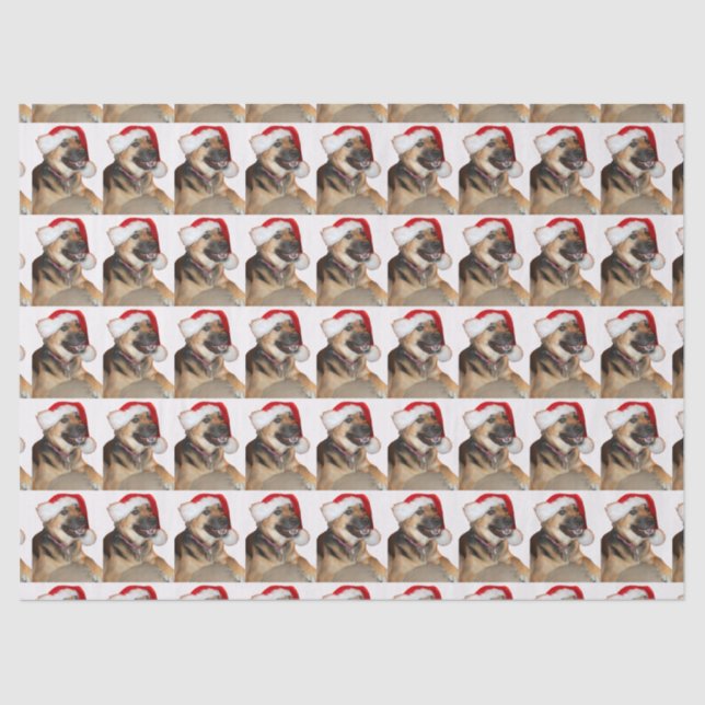 Papel De Seda German shepherd Santa Claus (Frente )