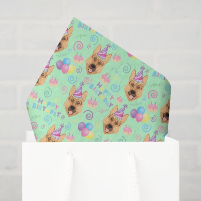 Papel De Seda German Shepherd Tissue Paper in Green (Sacola de presentes)