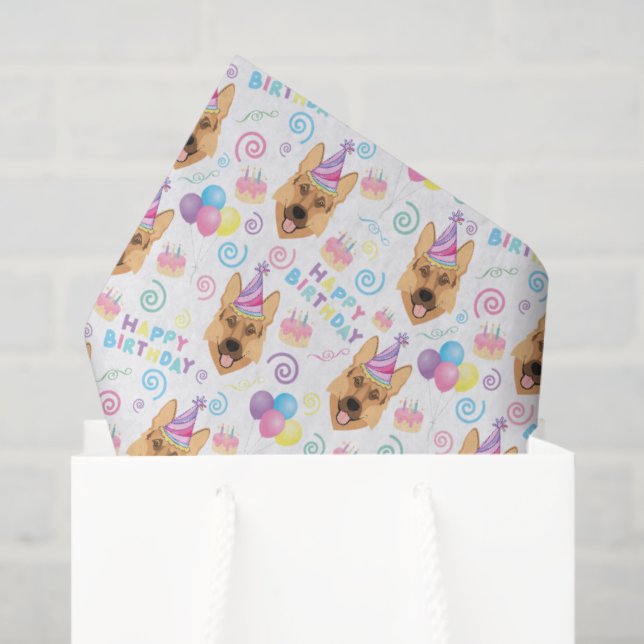 Papel De Seda German Shepherd Tissue Paper in White (Sacola de presentes)