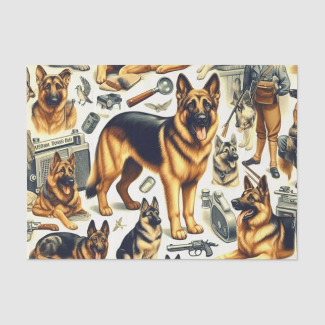 Papel De Seda German shepherd Vintage Invisível (Frente )