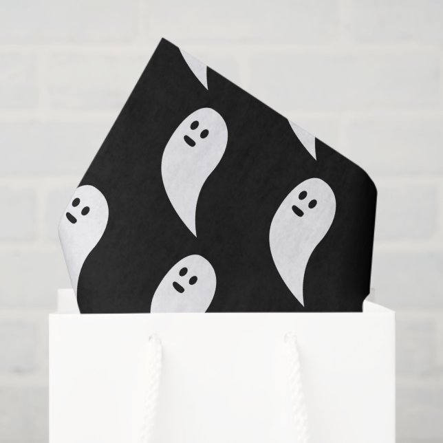 Papel De Seda Ghost Halloween - padrão branco preto (Sacola de presentes)