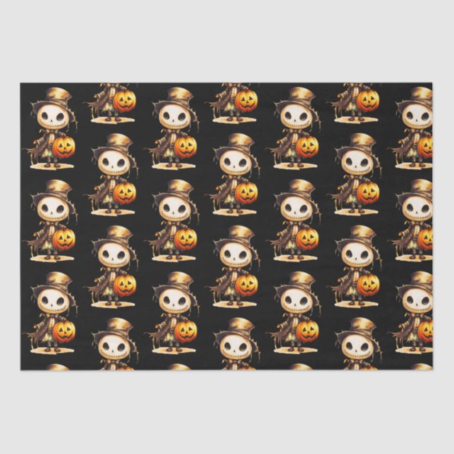 Papel De Seda Ghoul Top Hat Jack-o-Lanterna Negra (Frente )