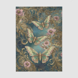 Papel De Seda Gilded Butterfly Elegance - Art Nouveau Floral